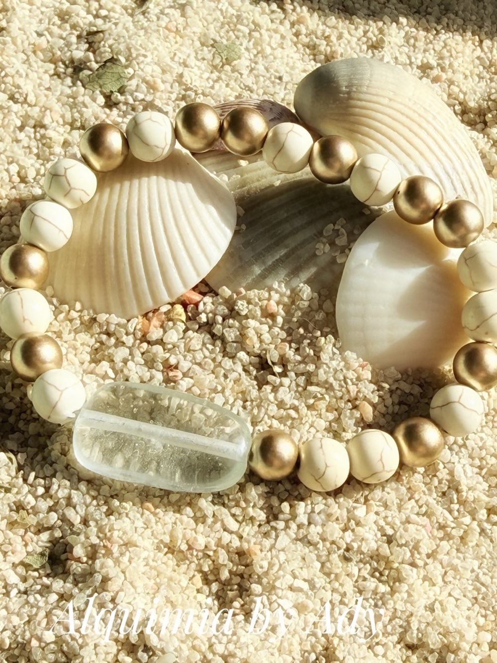 SUMMER Clear Aura Quartz howlite gemstone beaded bracelet